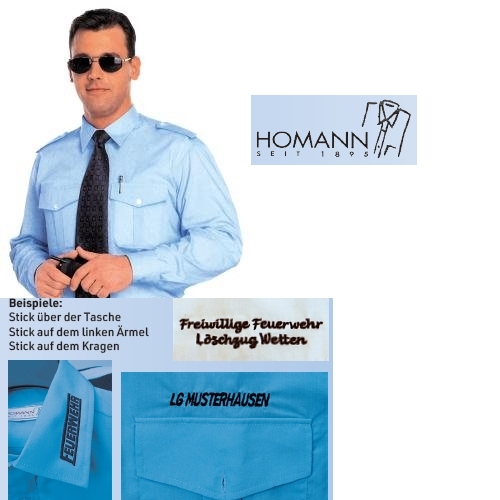 Homann-Pilotenhemden u. -blusen + STICK TEXT