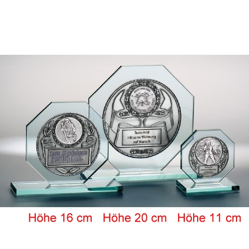 Jade-Glastrophäe 16 cm hoch x 15 cm