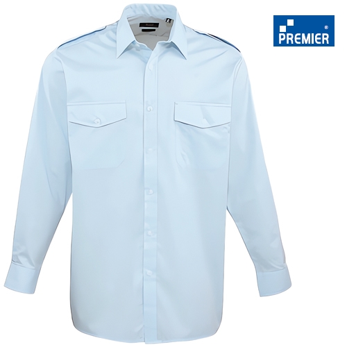 Premier Herren-Pilotenhemd 1/1 Arm Hellblau