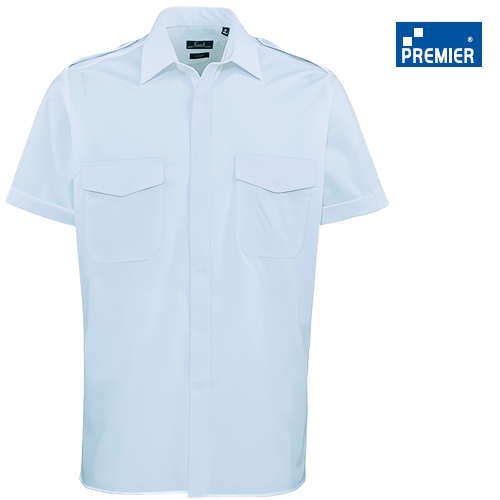 Premier Herren-Pilotenhemd 1/2 Arm Hellblau