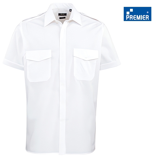 Premier Herren-Pilotenhemd 1/2 Arm Weiß