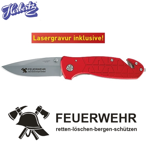 Herbertz-Rettungsmesser mit Lasergravur - Feuerwehrversandhaus