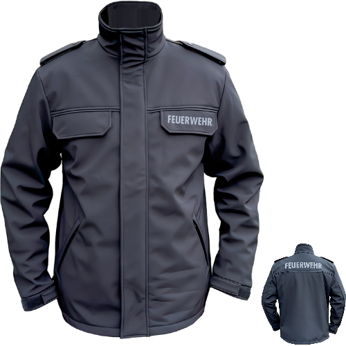 Softshelljacke SUPPORTER mit blauer Biese + Flex FEUERWEHR