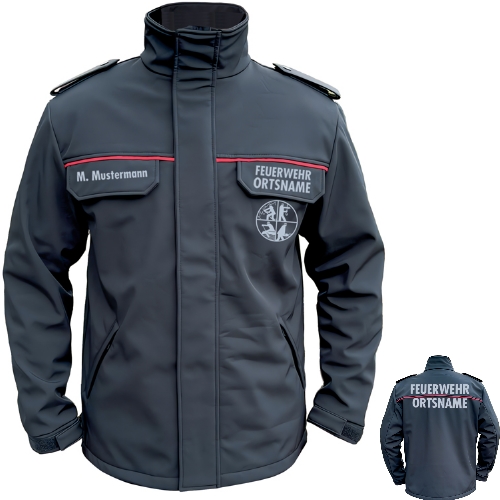 Softshelljacke SUPPORTER mit roter Biese + Signet