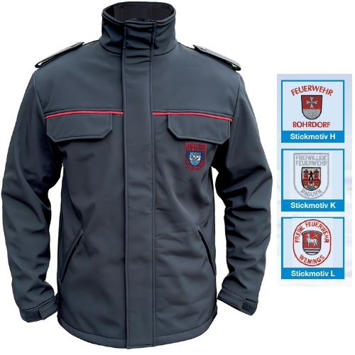 Softshelljacke SUPPORTER mit roter Biese + Wappen
