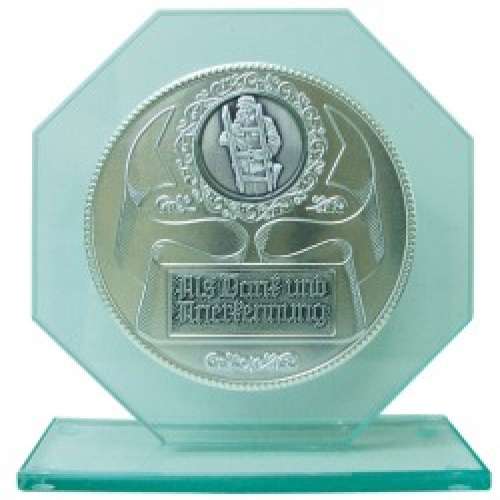 Jade-Glastrophäe 20 cm hoch x 19 cm