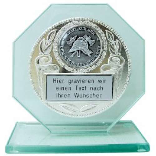 Jade-Glastrophäe 16 cm hoch x 15 cm