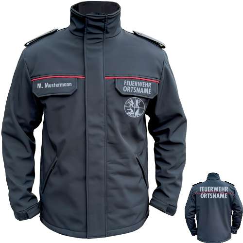 Softshelljacke SUPPORTER mit roter Biese + Signet