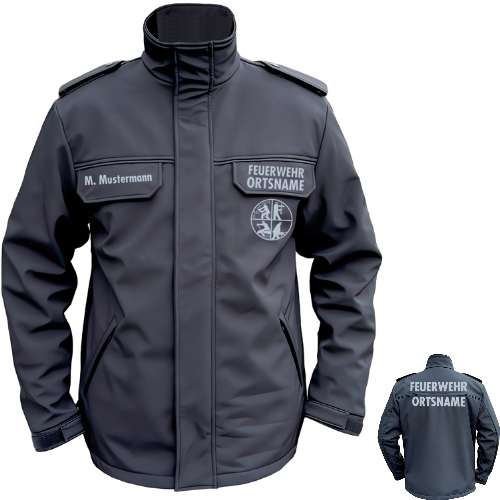 Softshelljacke SUPPORTER mit blauer Biese + Signet