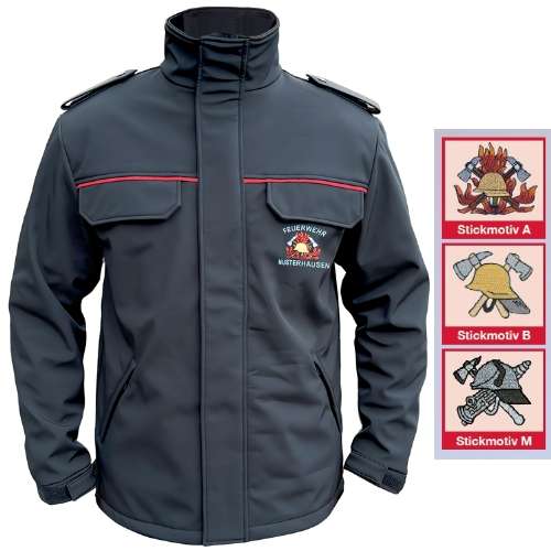 Softshelljacke SUPPORTER mit roter Biese + Stickmotiv