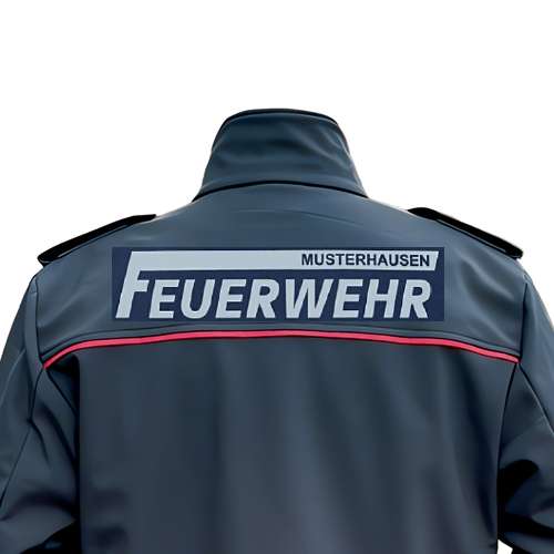 Rückseiten-Flexbeschriftung silber (EN ISO 20471) Ort im langen F